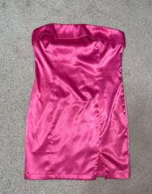 Pink Satin Mini Dress 