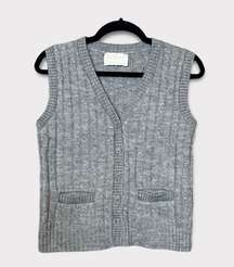 Jantzen Cardigan Sweater Vest Size Large Cable Knit Grey Grandpa Dad Vest