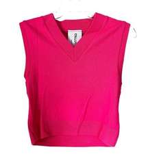 Collision Asos Barbie Pink V Neck Cropped Sweater Sleeveless Vest Size Small