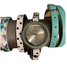 Origami Owl Watch With Mint Crystals and Three Leather Wrap Bands