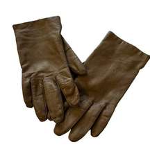 Vintage Genuine Leather Brown Gloves 60s Fownes Bros & Company size small