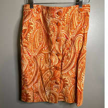 Talbots Orange Paisley Straight Skirt - Size 2