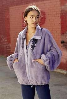 Free People Movement Wild and Free Purple Fleece Zip Jacket Oversized Size Small