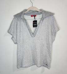 NWT n:PHILANTHROPY Grey Collared Women Small Oversized Casual Lotty Top