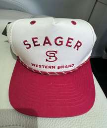 Seager Snapback Trucker Hat Maroon And Cream