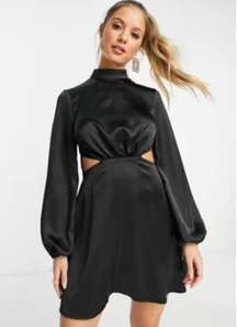 Black Satin Cut Out Dress