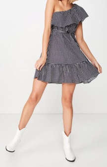 e Shoulder Gingham Check Dress