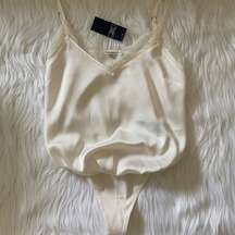 NWT  satin lace-trim cami bodysuit