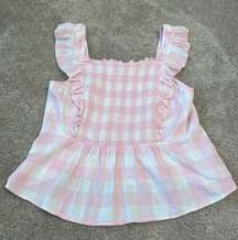 Pink Gingham Peplum Top