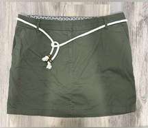 British Khaki Women’s Army Green Nautical Rope Belt Mini Skirt Size 14