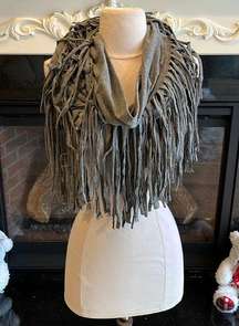 Esley Gray Fringe Boho Scarf Infinity