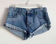 One Teaspoon Size 26 Bandits High Rise Button Fly Cuff Hem Jean Shorts