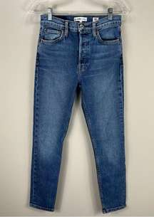 Re/done | High Rise Ankle Crop Jeans -
Mid 80's Stretch Wash Size 27