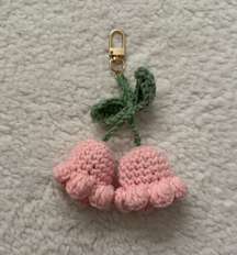 Crochet Pink Tulips Keychain Charm