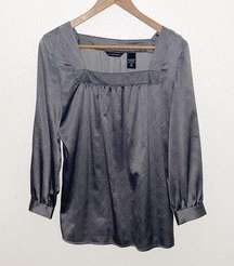 NY&Co Silver Square Neck Silky Patterned Blouse