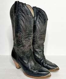 Vintage Dingo Black Cowgirl Boots Silver Toe Size 6 Women’s