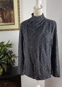 G.H. Bass & Co Womens Small Knit Zip Up Cardigan Sweater Gray XL/EG Long Sleeve