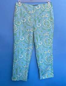 Talbots Side Zip Blue/Green Capri Length Pants Size 8