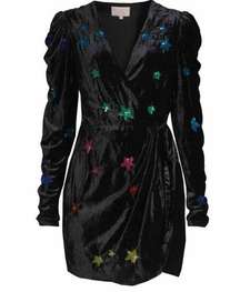 Rococo Sand Velvet Star sequin faux wrap star dress