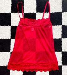 Jezebel Red Polka Dot Mesh Cami S