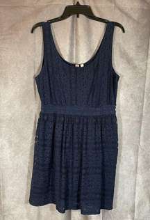 AUW Navy Blue Sleeveless Lace Scoop Neck Mini Dress | Size XL