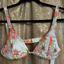 Volcom Desert Blooms Floral Orange Green Triangle Bikini Top Small NWT