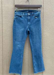 J Jill Womens Jeans Blue Denim Kick Flare Ankle Minor Distressing Stretch 4