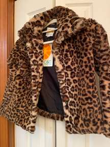 Leopard Print Faux Fur Jacket