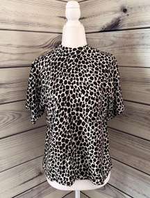 Vintage Animal Print Short Sleeve Sweater Top