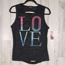 Active Black Love Graphic Burnout Tank Top