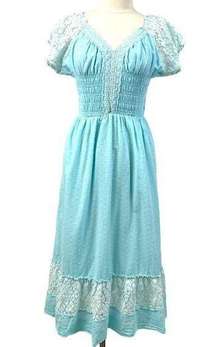 Anna Kaci Womens XXL Dress Aqua Renaissance Peasant Maiden Coquette Feminine