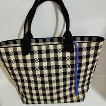 Rothy's Lightweight Tote Black and Canvas Gingham NEW without tag