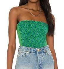 In The Groove Tube Top in Green and Blue