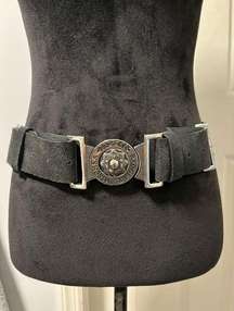 Bagdley Mischka Women’s Italian Leather Black  Metallic Adjustable Belt