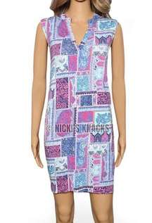 Tori Richard Honolulu Alexia Patchwork Print Shift Mini Dress Size Blue Pink XXS