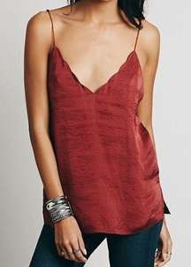 Red scalloped tank top never worn