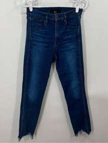 3x1 NYC Women's High Rise Lewis Jeans in Eleta Raw Chewed Hem Dark Wash Size 28