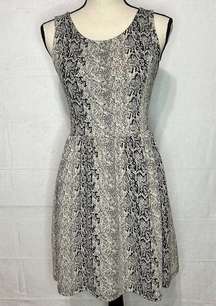 Jack Midi A-Line Snakeskin Tank Dress Sleeveless Round Neck Tan/Black Sz S