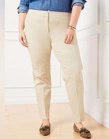 Talbots Chatham Fly Front Ankle Pants - Solid - Curvy Fit Beige XL Size 12