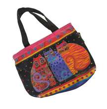 Laurel Burch Feline Friends Cat Lover Mini Tote Bag Embroidered Colorful