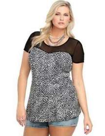 Torrid Illusion Mesh and Leopard Print Peplum Top 0