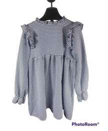 Boohoo Dogtooth Frill Detail Smock Dress Women’s Size 8