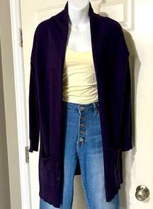 Evolution Deep Purple Two Pocket Open Cardigan