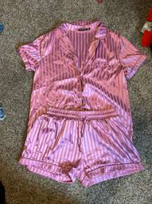 Pink silk pajama set