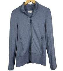 Lou & Grey Women Modal Cotton Blend full Zip Sweater Ribbed Arms Sz M
