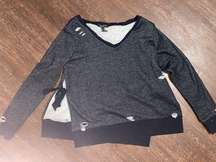 Romeo & Juliet Couture Womens Black Sweatshirt Side Ties Distressed Size Small