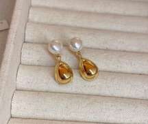 18K Gold Plated Metal Teardrop Dangle Drop Earrings for Women