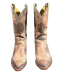 Nocona Collegiate Brown Leather Clemson University Tigers Western Boots Women 10