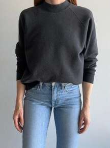 All:Row Women's Small Long Sleeve Mock Neck Solid Black Pullover Sweater