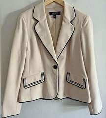 VINTAGE 90s beige single button tailored formal blazer jacket career chic